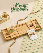 SONGMICS Suport cada extensibil din bambus, pliabil, 70–96 cm, bej natur