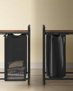 VASAGLE Cos rufe 4x40L, saci detasabili, raft superior si cadru metalic, 116x33x72 cm, maro si negru