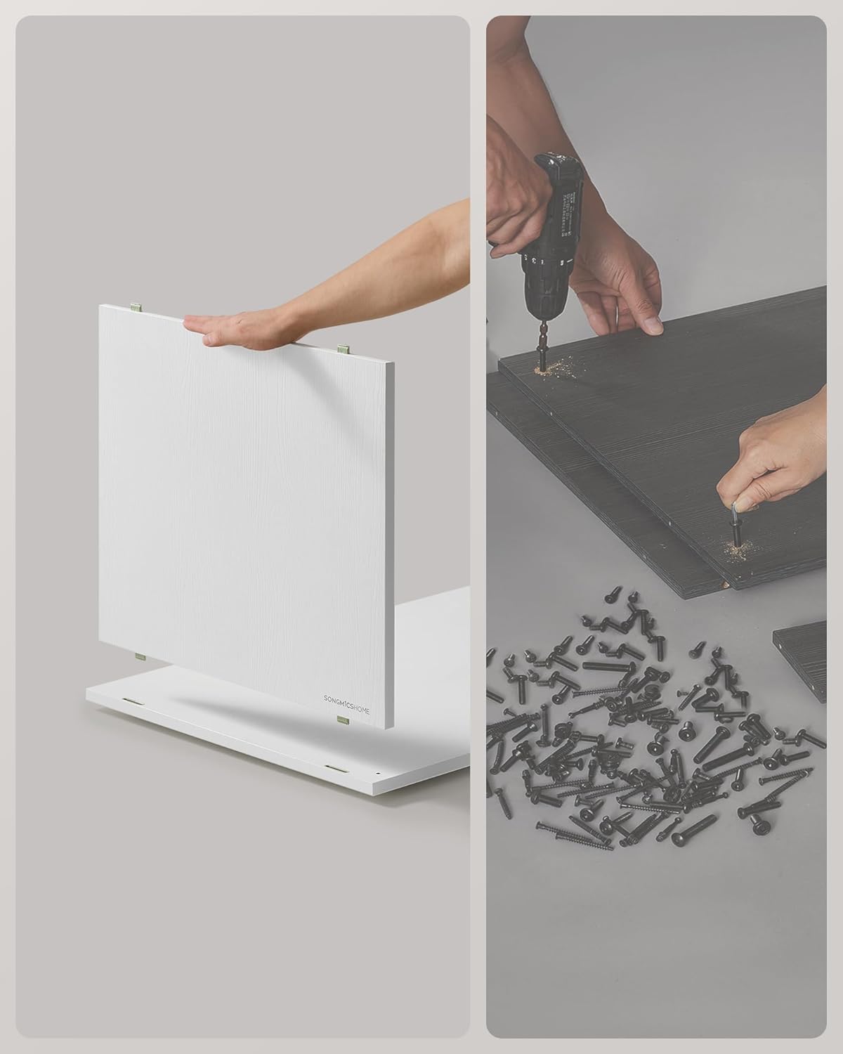 SONGMICS Etajera modulara 9 compartimente cu 6 sertare, PAL si MDF, 83x27x92 cm, alb