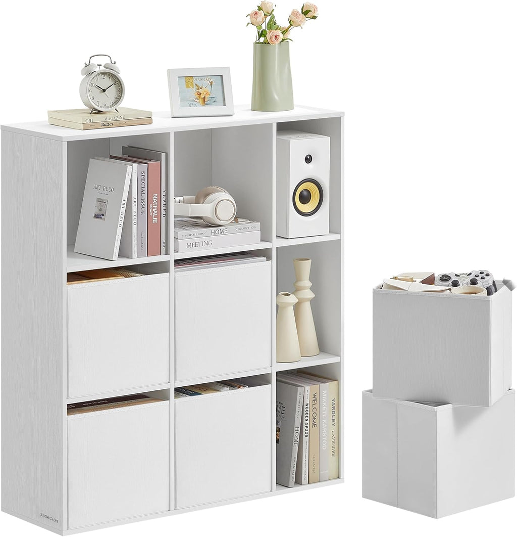 SONGMICS Etajera modulara 9 compartimente cu 6 sertare, PAL si MDF, 83x27x92 cm, alb