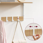 VASAGLE Set 2 cuiere cu rafturi perete, PAL si otel, 50x24x27 cm, stejar, alb