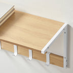 VASAGLE Set 2 cuiere cu rafturi perete, PAL si otel, 50x24x27 cm, stejar, alb