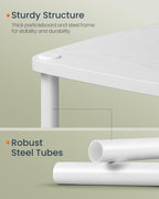 SONGMICS Masuta laterala tip noptiera, cu 3 rafturi si cos textil, cadru metalic, 30x34x58 cm, alb mat