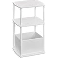 SONGMICS Masuta laterala tip noptiera, cu 3 rafturi si cos textil, cadru metalic, 30x34x58 cm, alb mat