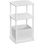 SONGMICS Masuta laterala tip noptiera, cu 3 rafturi si cos textil, cadru metalic, 30x34x58 cm, alb mat