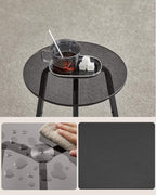 VASAGLE Masuta rotunda tip noptiera, blat din sticla si raft inferior din PAL, cadru metalic, 30x30x55 cm, negru