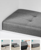 SONGMICS Bancuta depozitare pliabila cu picioare din lemn, 112 litri, textil, 110x38x40 cm, gri