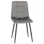 Scaun living tapitat cu catifea, spatar matlasat, 44x54x89 cm, gri