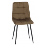 Scaun living tapitat cu catifea, spatar matlasat, 44x54x89 cm, maro