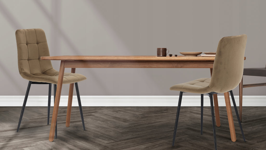 Scaun living tapitat cu catifea, spatar matlasat, 44x54x89 cm, maro