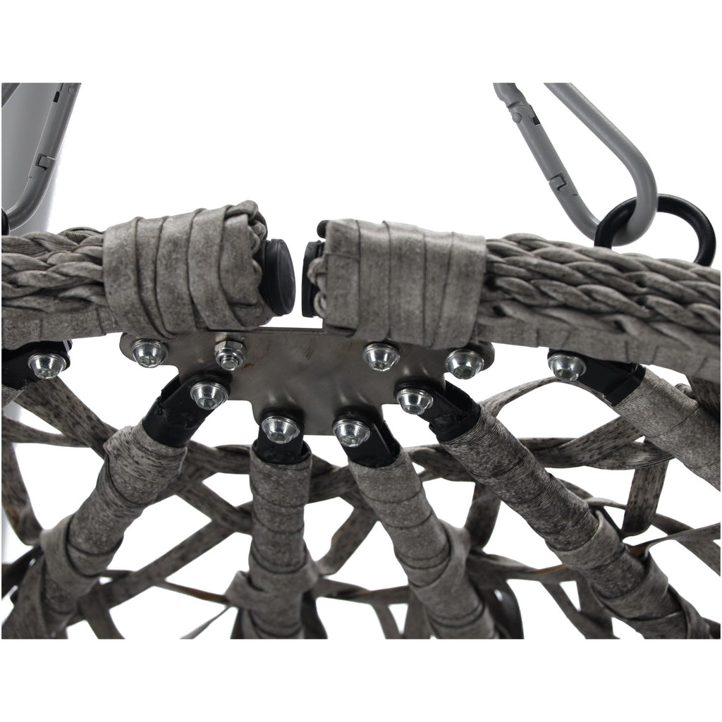 Leagan tip cuib suspendat, cu perna, cadru metalic si cos PE, 103x95x185 cm, gri