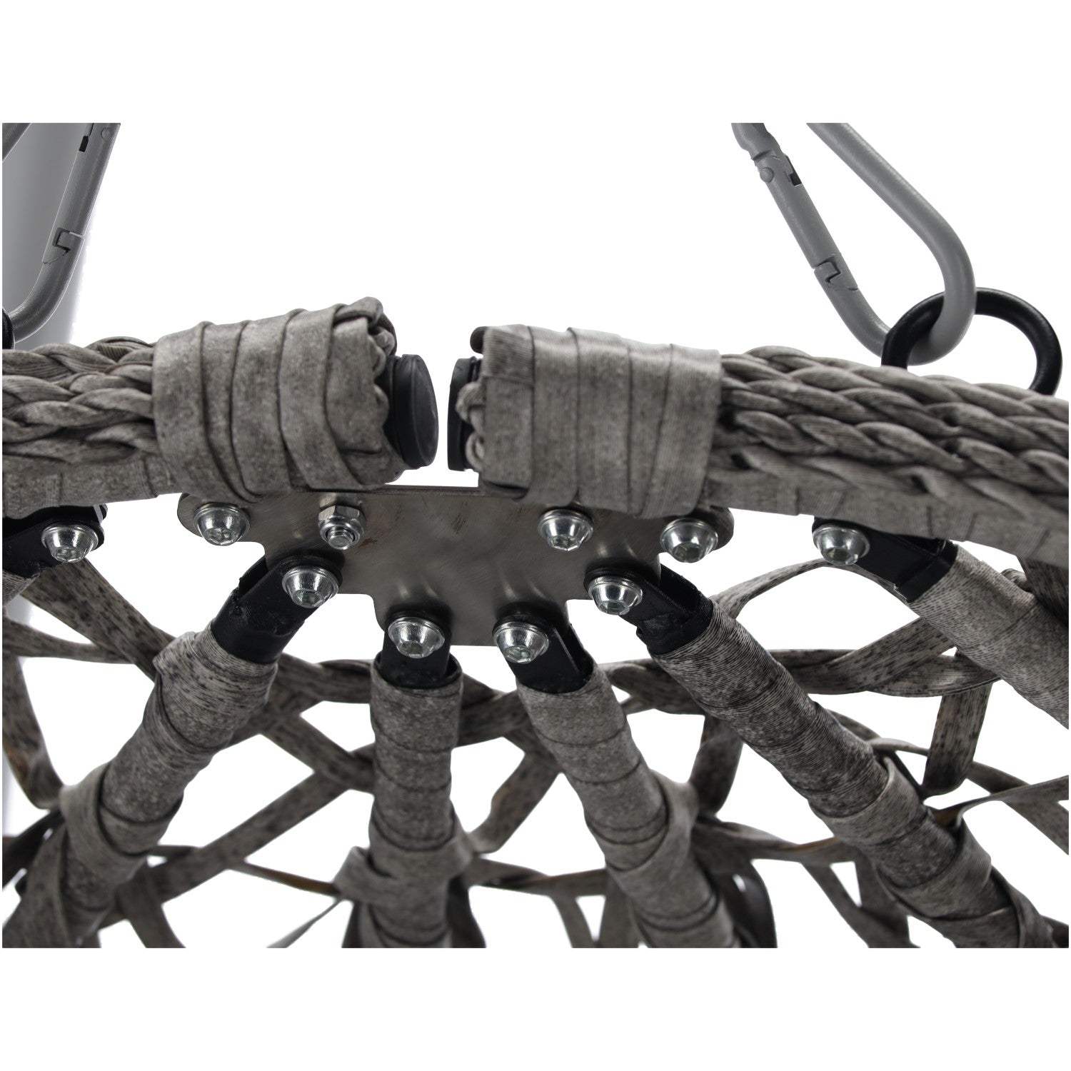 Leagan tip cuib suspendat, cu perna, cadru metalic si cos PE, 103x95x185 cm, gri