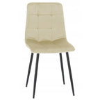 Scaun living tapitat cu catifea, spatar matlasat, 44x54x89 cm, bej