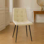 Scaun living tapitat cu catifea, spatar matlasat, 44x54x89 cm, bej