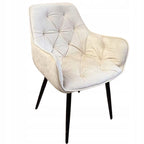 Fotoliu catifea tapitat, cu spatar inalt si design cu cusaturi, 55x60x89 cm, bej