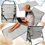 Sezlong de plaja pliabil, spatar cu cadru metalic, reglabil, 150x47 cm, gri