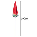 Umbrela de plaja pliabila, cu inclinare si inaltime reglabila, diametru 150 cm, rosu cu imprimeu pepene