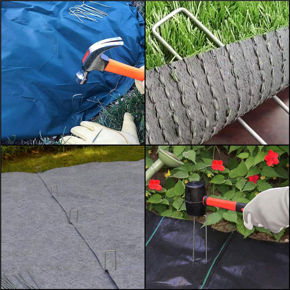 Set 100 ancore metalice pentru fixare agrotextil, 15x7 cm, argintiu