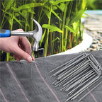 Set 100 ancore metalice pentru fixare agrotextil, 15x7 cm, argintiu