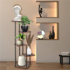 Suport pentru flori, 106x58 cm, negru/maro deschis – 5 rafturi, structura metalica, design modern