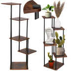 Suport pentru flori, 106x58 cm, negru/maro deschis – 5 rafturi, structura metalica, design modern