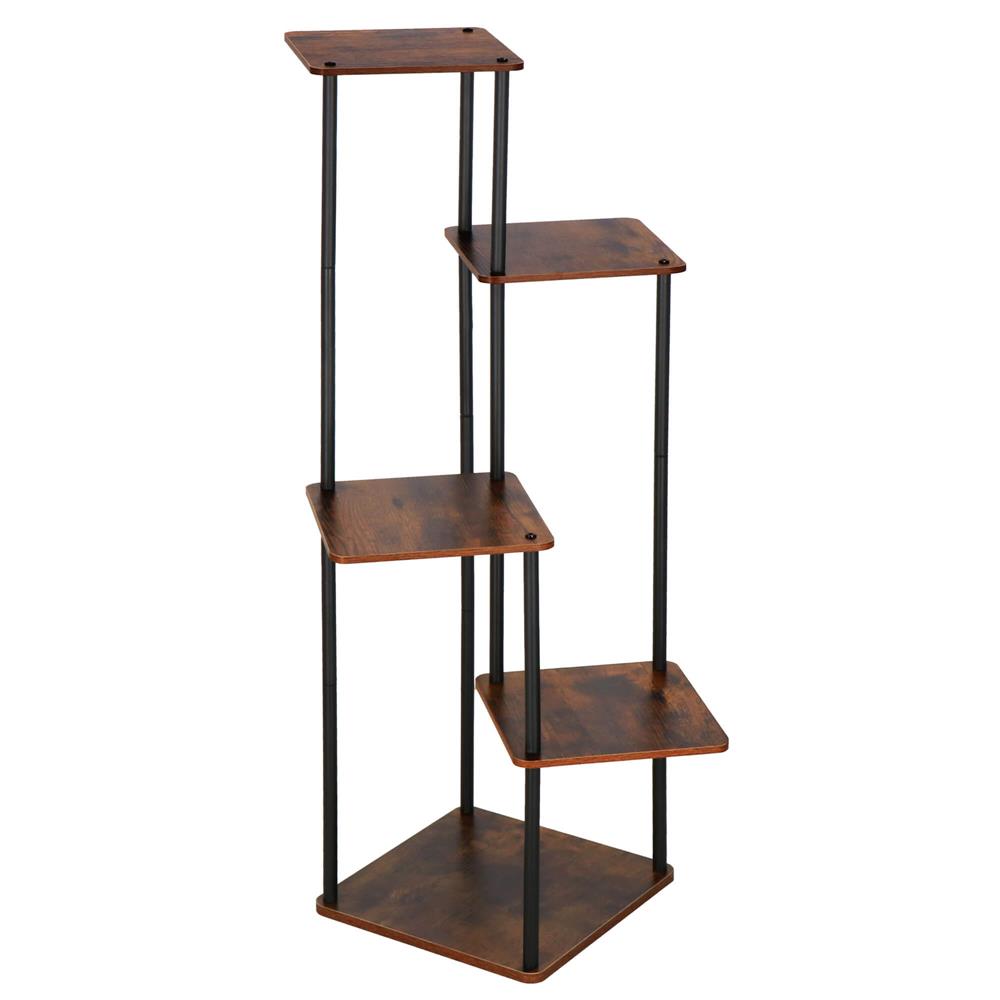 Suport pentru flori, 106x58 cm, negru/maro deschis – 5 rafturi, structura metalica, design modern