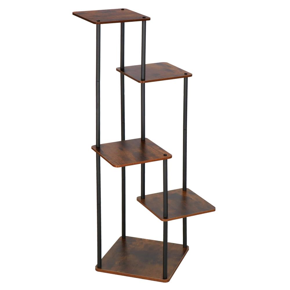 Suport pentru flori, 106x58 cm, negru/maro deschis – 5 rafturi, structura metalica, design modern