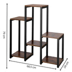 Suport pentru flori, 79x69x24 cm, negru/maro inchis – 6 rafturi, cadru metalic, design modern