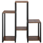 Suport pentru flori, 79x69x24 cm, negru/maro inchis – 6 rafturi, cadru metalic, design modern