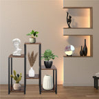 Suport pentru flori, 79x69x24 cm, negru/maro inchis – 6 rafturi, cadru metalic, design modern