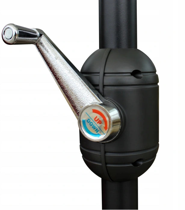 Umbrela balcon 270x250 cm, montaj pe perete, cu manivela si husa impermeabila, poliester 180g/mp, rosu