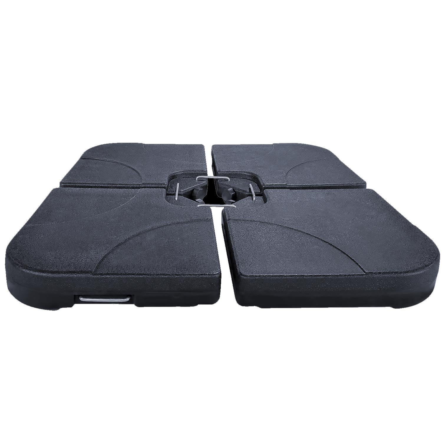 Suport baza umbrela 50x50x8 cm, set 4 elemente umplere cu apa sau nisip, manere metalice, plastic rezistent, negru
