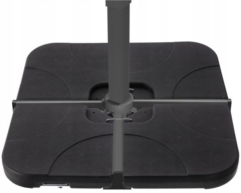 Suport baza umbrela 50x50x8 cm, set 4 elemente umplere cu apa sau nisip, manere metalice, plastic rezistent, negru