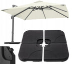 Suport baza umbrela 50x50x8 cm, set 4 elemente umplere cu apa sau nisip, manere metalice, plastic rezistent, negru