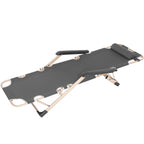 Sezlong pliabil cu perna si suport picioare reglabil, 176x66x92 cm, gri
