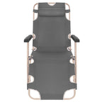 Sezlong pliabil cu perna si suport picioare reglabil, 176x66x92 cm, gri