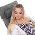 Sezlong pliabil cu perna si suport picioare reglabil, 176x66x92 cm, gri