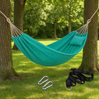 SONGMICS Hamac dublu, accesorii de prindere cu chingi si carabiniere, 210x150 cm, 300 kg, albastru