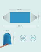 SONGMICS Hamac dublu, accesorii de prindere cu chingi si carabiniere, 210x150 cm, 300 kg, albastru