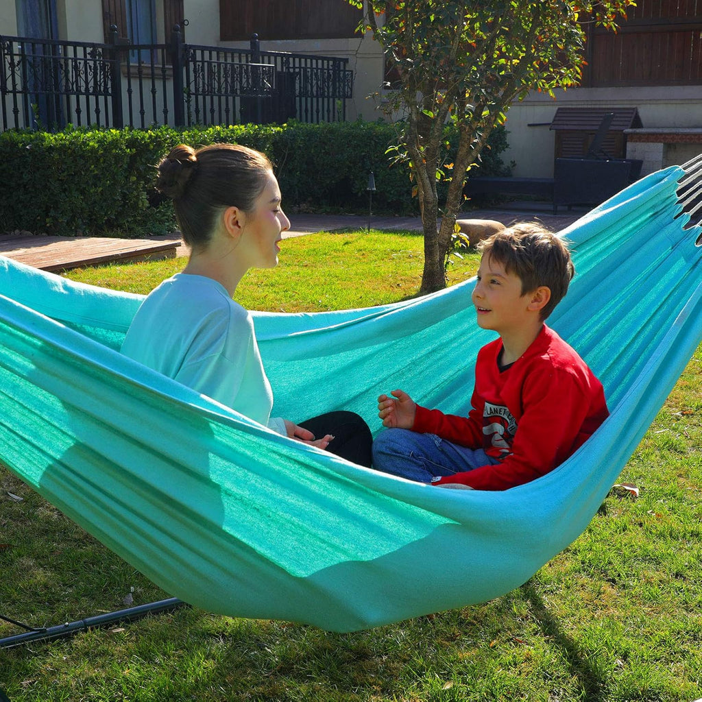 SONGMICS Hamac dublu, accesorii de prindere cu chingi si carabiniere, 210x150 cm, 300 kg, albastru