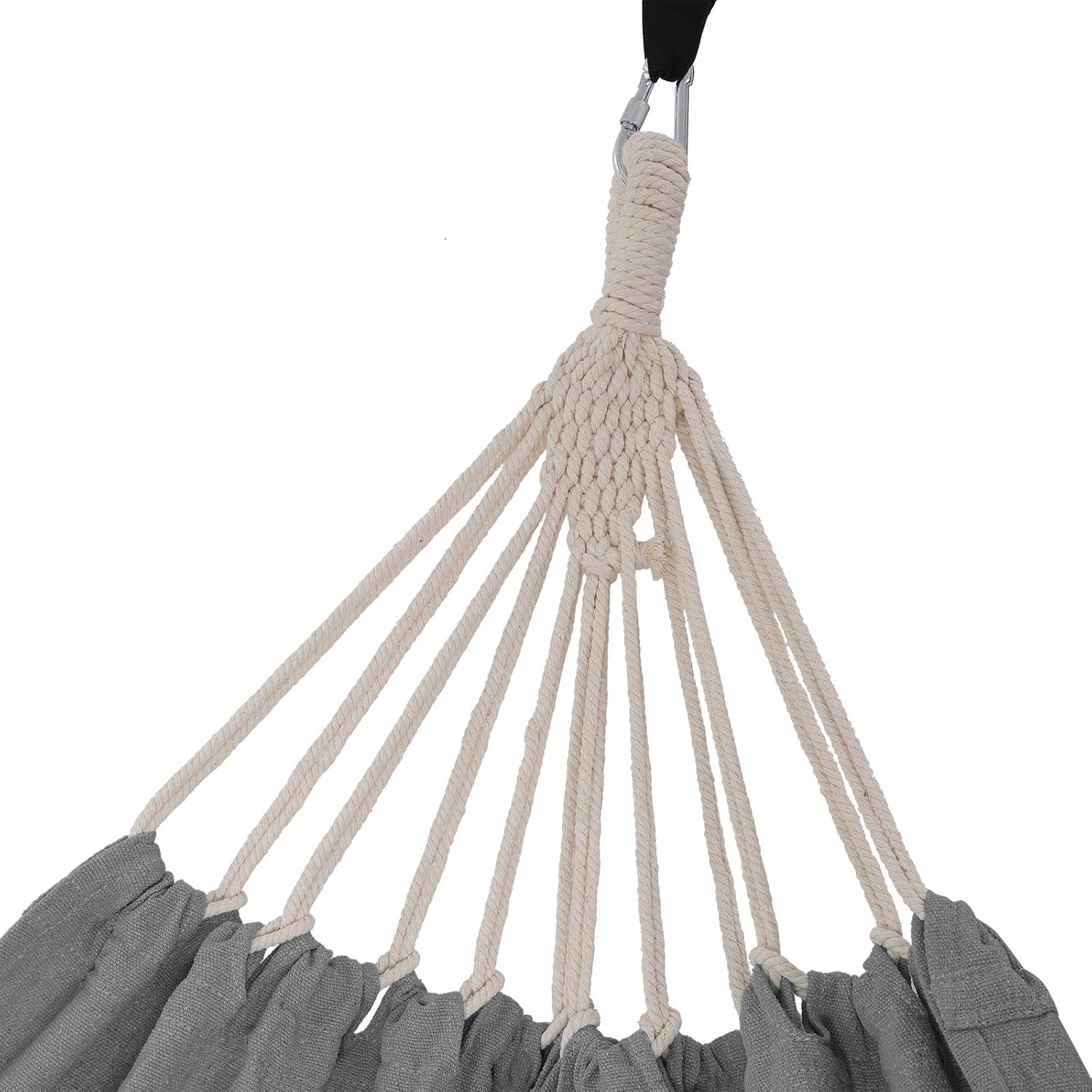 SONGMICS Hamac dublu, accesorii de prindere cu chingi si carabiniere, 210x150 cm, 300 kg, gri