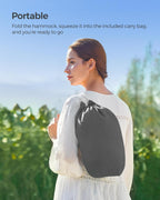 SONGMICS Hamac dublu, accesorii de prindere cu chingi si carabiniere, 210x150 cm, 300 kg, gri