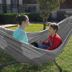 SONGMICS Hamac dublu, accesorii de prindere cu chingi si carabiniere, 210x150 cm, 300 kg, gri