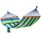 SONGMICS Hamac dublu cu bara lemn, perne incluse, maxim 300 kg, 210x150 cm, verde si albastru