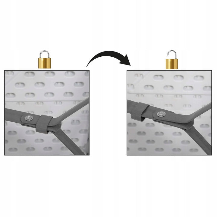 Banca pliabila, cu maner, HDPE si cadru metalic, 180x30x43 cm, alb/gri