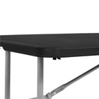 Set masa pliabila cu 2 banci, 180 cm, negru, HDPE si cadru metalic anticoroziv