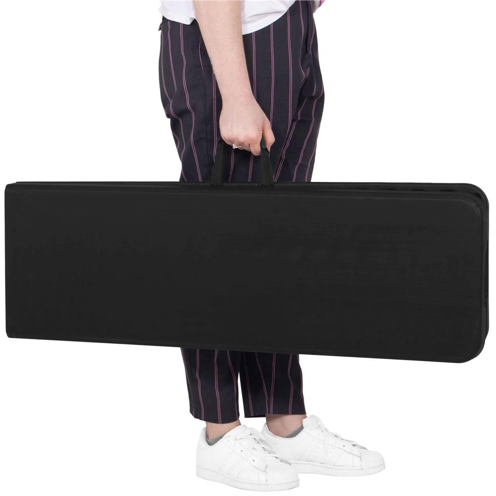 Set masa pliabila cu 2 banci, 180 cm, negru, HDPE si cadru metalic anticoroziv