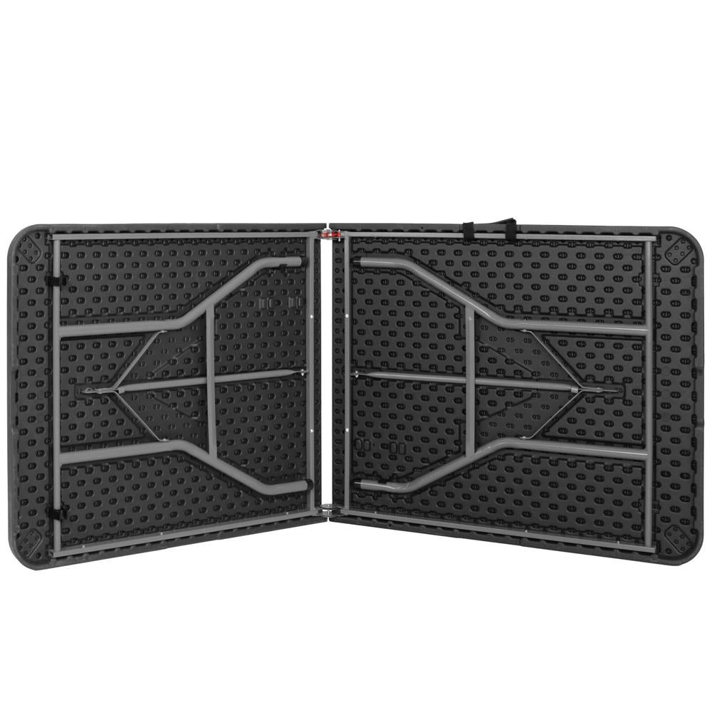 Set masa pliabila cu 2 banci, 180 cm, negru, HDPE si cadru metalic anticoroziv