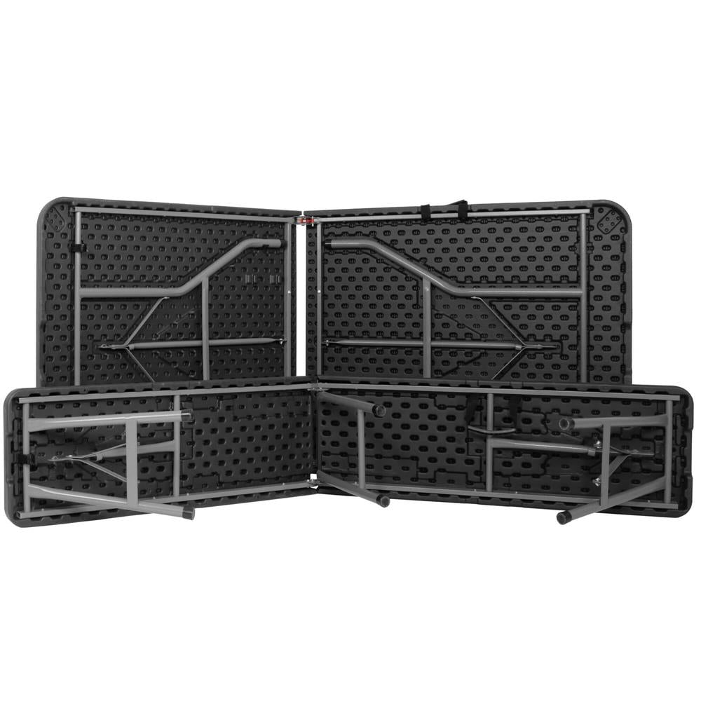 Set masa pliabila cu 2 banci, 180 cm, negru, HDPE si cadru metalic anticoroziv