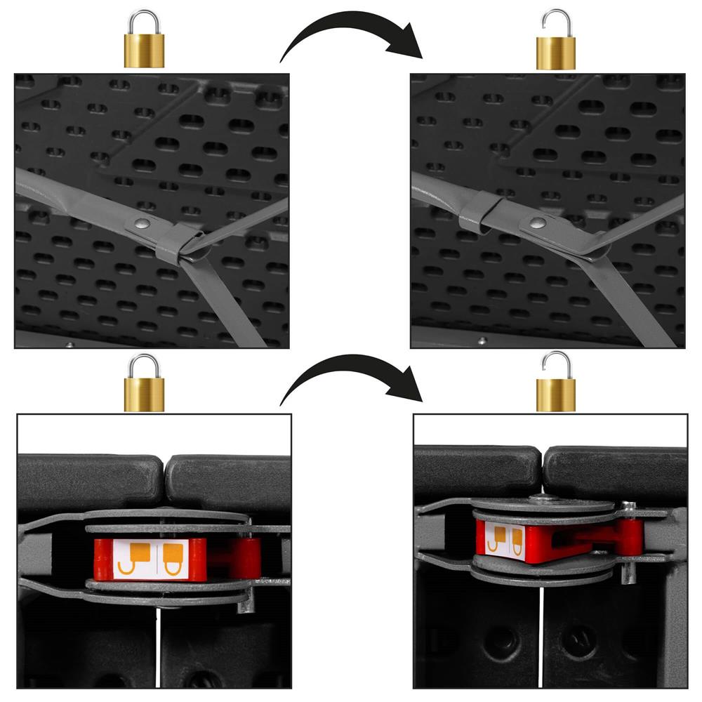Set masa pliabila cu 2 banci, 180 cm, negru, HDPE si cadru metalic anticoroziv
